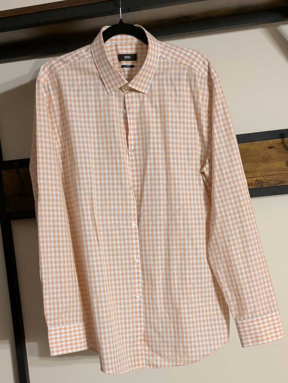 BOSS Orange and White Gingham Dress Shirt